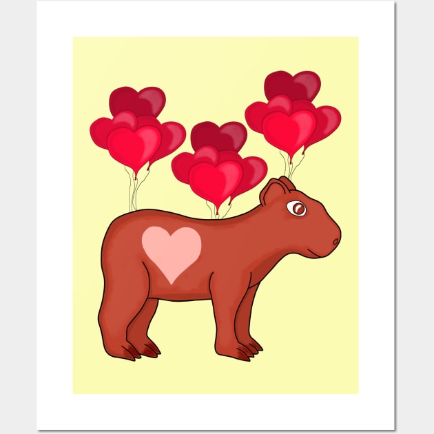 Capybara Hearts Love Wall Art by DiegoCarvalho